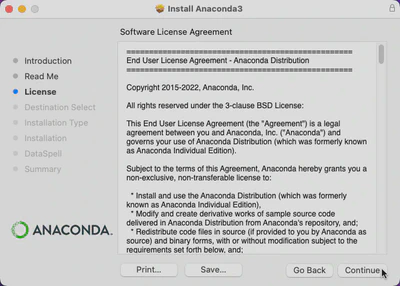 Aanconda3 Software License Agreement.