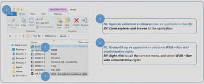 Run CMD with 'WUR administrative rights' from File Explorer.