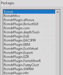 R GUI Select the Rcmdr package to be installed.