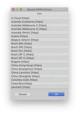R Application Startup Preferences CRAN Mirror Selection.