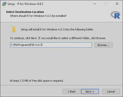 R Installation Destination Folder Selection.