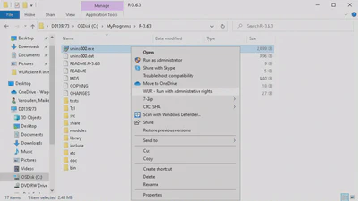 Uninstall Custom R Installation from File Explorer.