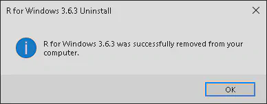 R for Windows Uninstalled Successfully.